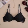 Sexy Underwear Letters Black Cotton Molded Underwire Fashionable Adjustment Bra