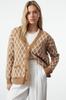 Women's Fashion Stylish Cardigan Beige Soft Textured Glittery Knitwear Cardigan