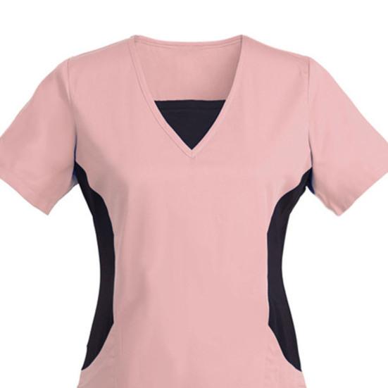 Топ для медсестры с v-образным вырезом контрастного цвета, с короткими рукавами, свободный мягкий дышащий пуловер, повседневная одежда, одежда для работников по уходу