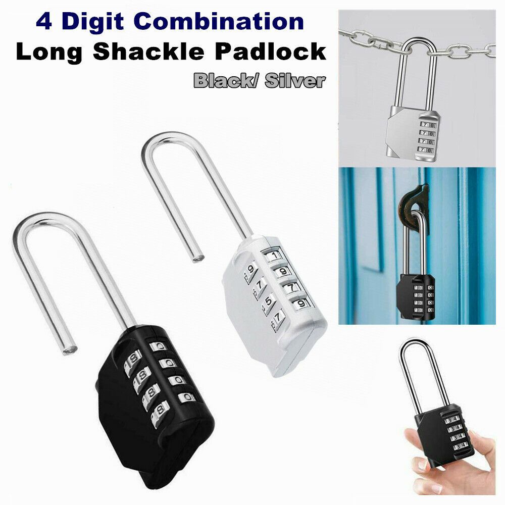 Waterproof Suitcase Long Shackle Padlock 4 Digit Number Combination Lock Coded Lock Outdoor