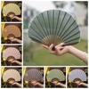 Creative Retro Mini Shell Fan Cotton Linen Cloth Chinese Folding Hand Fan Gentle Solid Color Handheld Fan Women's