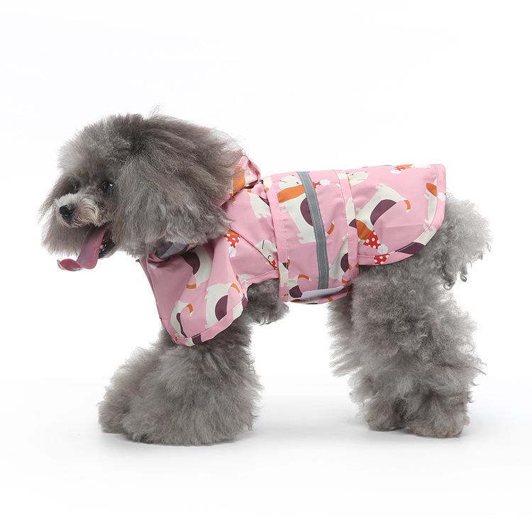 Universal Dog Raincoat with Foot Covers & Leash Access, Animal Design & Belly Wrap - Fits Small To Large Breeds