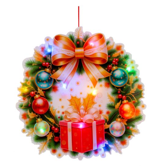 Светящийся Санта Подвеска на дверь Светодиодный Рождественский декор с Оленем Снеговиком Сделай сам Светящиеся Праздничные Подвесные Украшения для Окна Каминной полки