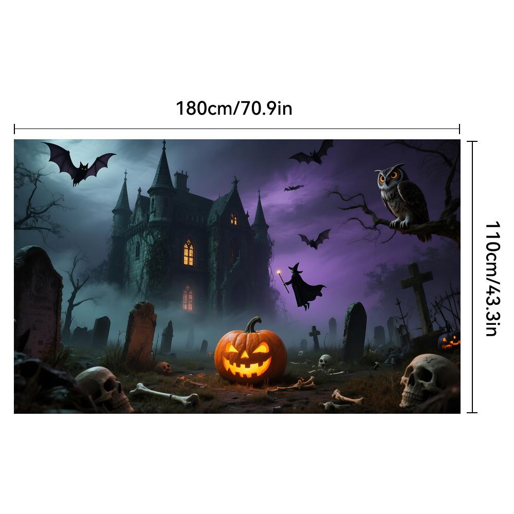 1pc Scary Halloween Party Backdrop Night Moon Castle Pumpkin Banner for Halloween Party Decoration Dustproof Banner Background