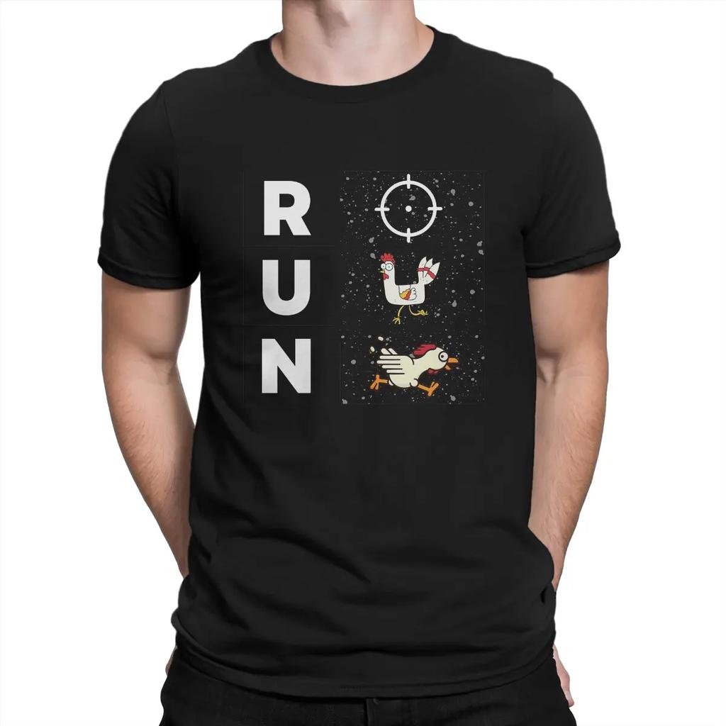 Time T Shirts for Men 100% Cotton Funny T-Shirt Crewneck Chicken Run Tee Shirt Short Sleeve Clothes Unique