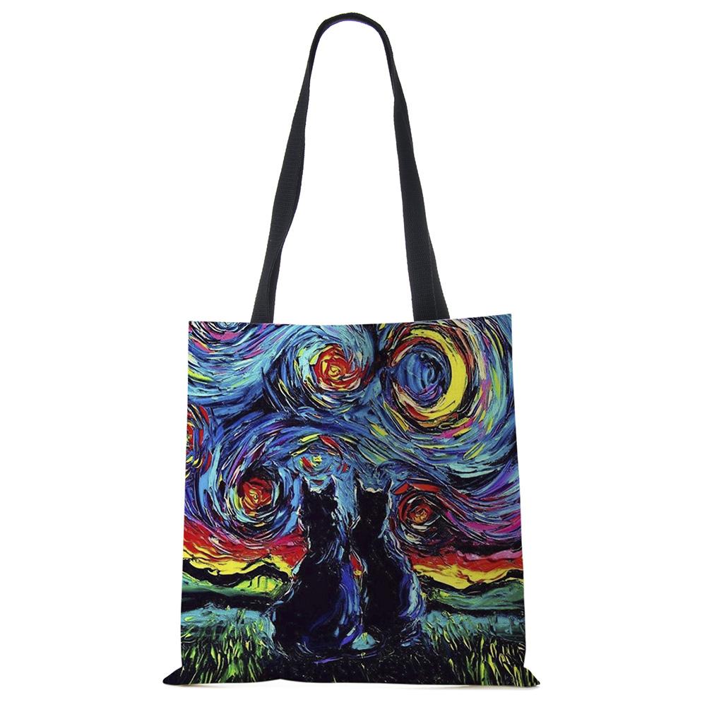 Звездное небо Животное Собака Принт Сумка-тоут Сумка через плечо Женская Большая Повседневная Сумка для покупок Дамская Ручная сумка для покупок На открытом воздухе CLE