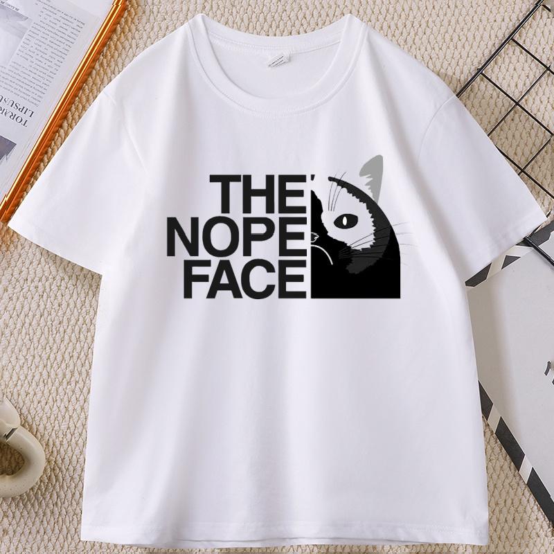 Funny Cat Face Tshirt Unisex Unisex Streetweat Cat Love Tees Casual Short Sleeve Breathable Round Neck Printed Tshirt Male Clothes