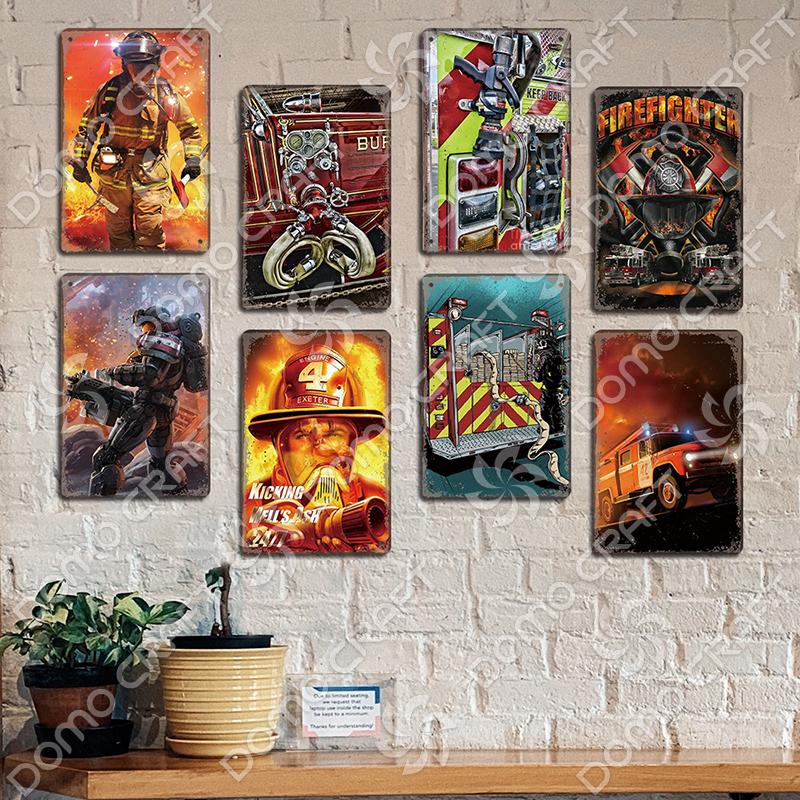 Винтажный жестяной знак пожарного, металлическая пластина, классический металлический постер из фильма «Пожарный», Настенный декор для гаража, клуба, отеля, дома