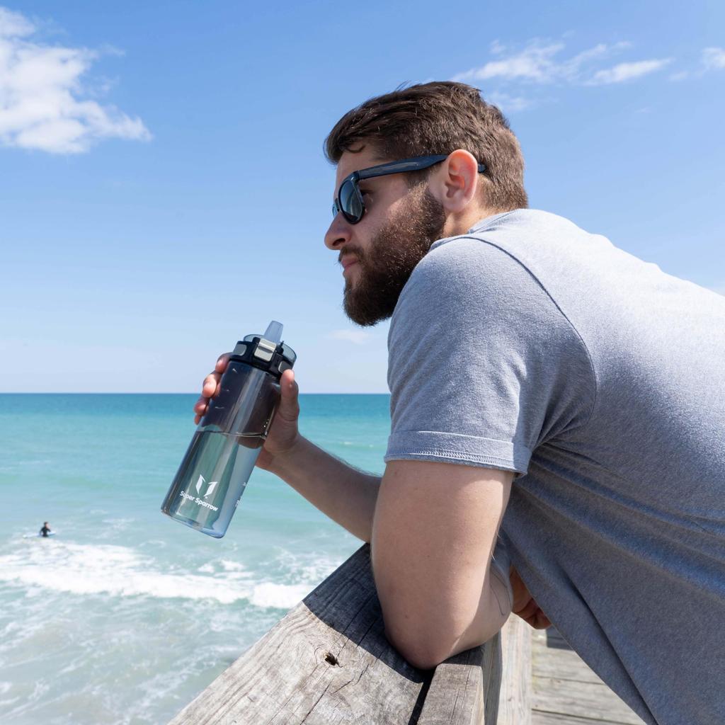 Super Sparrow Water Bottle 1L Made with Tritan Straw Suitable for Outdoor and Training - - American-made BPA-Free - Sports, School, Baseball,