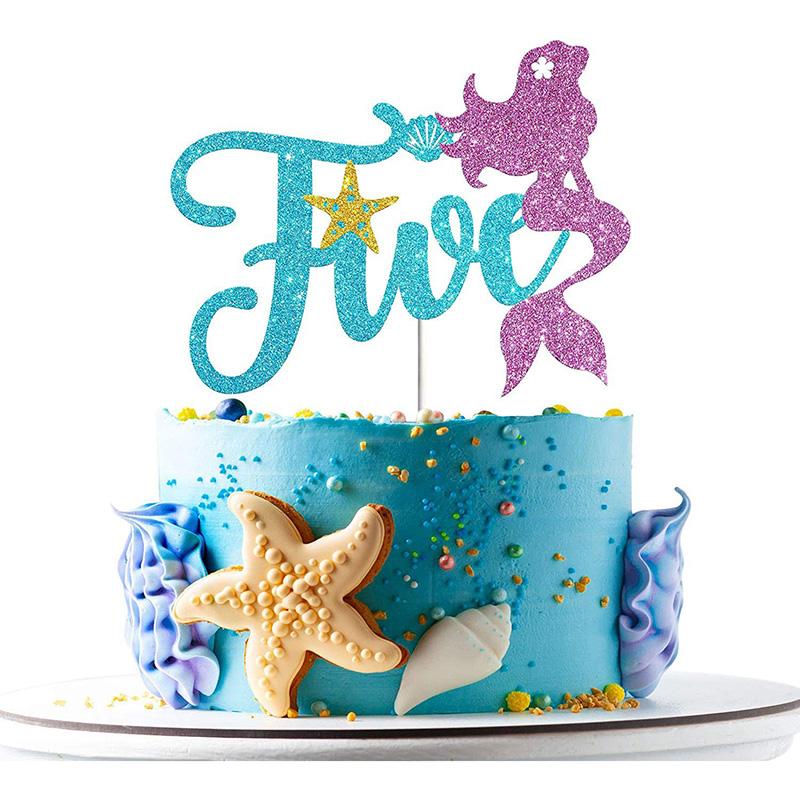 Хвост русалки С Днем Рождения Торт Украшение для вечеринки в честь Русалочки 1-10 цифр Украшения для кексов для девочек День рождения Baby Shower Декор