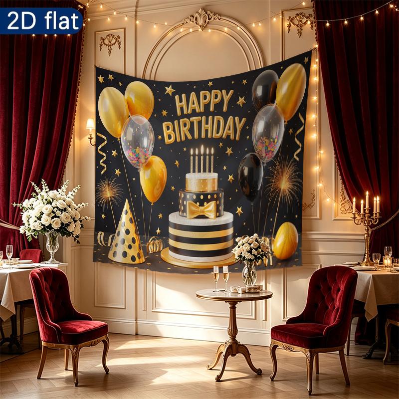 Party Backdrop Birthday Black Photo Booth Background Front Door Decor