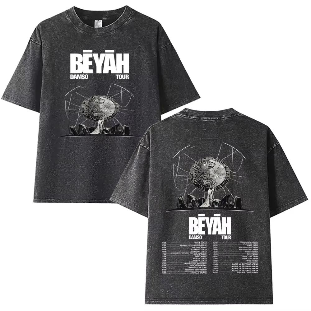 Singer French Damso Beyah Tour 2026 Fashion Vintage Washed Summer Short Sleeve T Shirt Men's Women Hip Hop Loose Tshirt