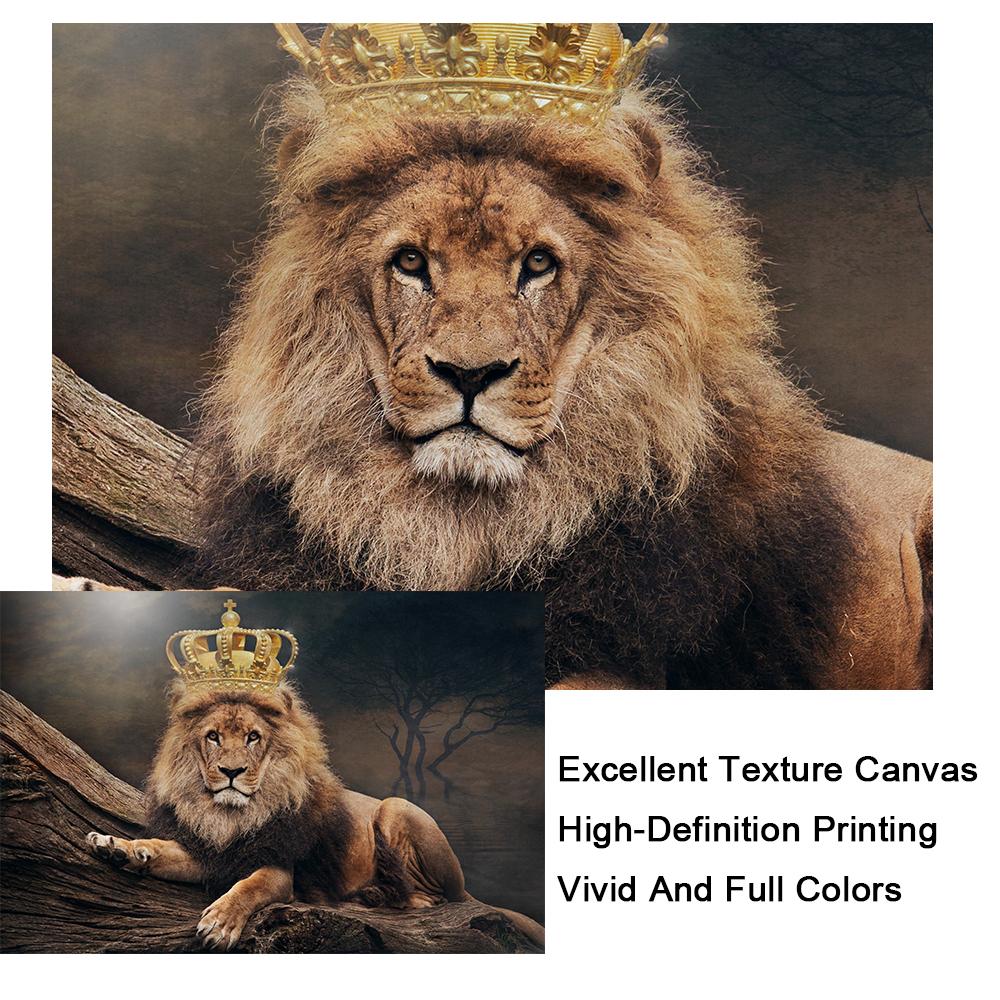 Африканский Король Лев, королевская корона, холст, постеры и принты, художественные картины с дикими животными, современные настенные картины, домашний декор