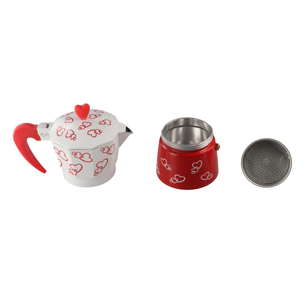 Octagonal Aluminum Mocha Pot Heart Pattern Coffee Maker Pot Household Espresso Coffee Kettle  Gift