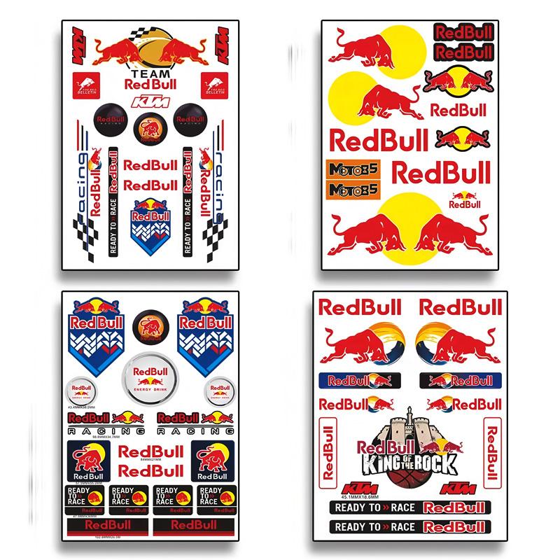 Наклейки для мотоцикла, наклейки спонсорских мероприятий Red Bull, пластиковый шлем, кузов автомобиля, самодельные водостойкие декоративные наклейки от солнца на бак