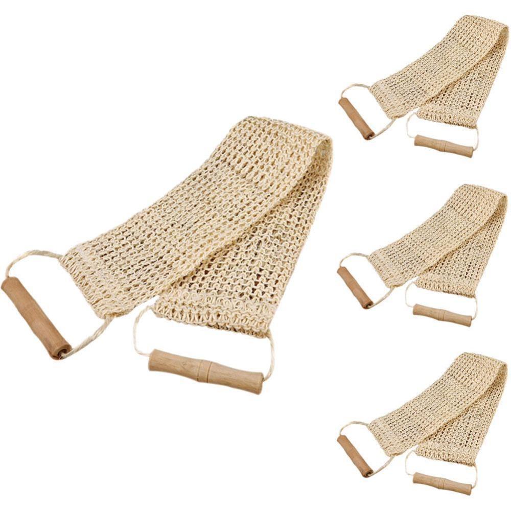 Rub Exfoliating Durable Wooden Skin Care Sisal Back Strap Shower Scrubber Shower Towel