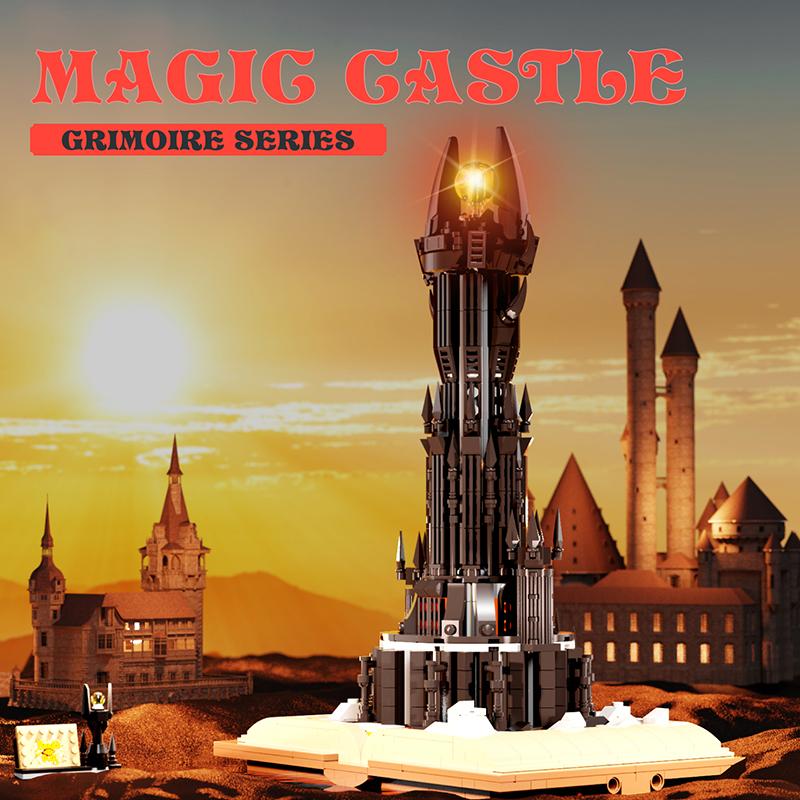 969PCS Magic Gastle On Book Lord Rings Sauron Eye Building Blocks with Led Light Assemble Brick Collection Toy Boy Kids Gifts