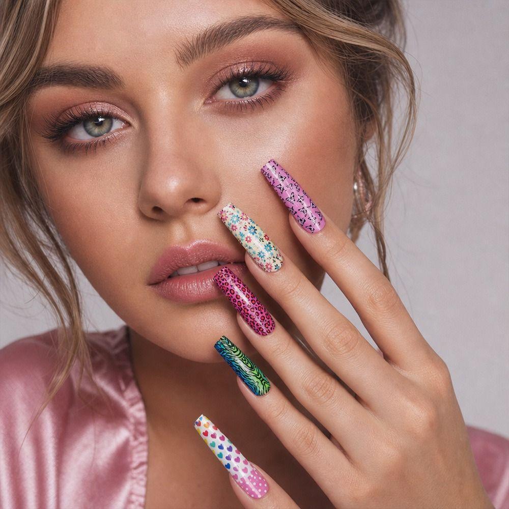 Flower Nail Foils Leopard Print Nail Art Stickers Fashion Nail Stickers  Nail Decoration
