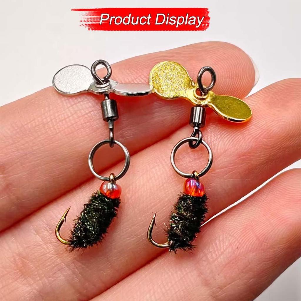 3/10Pcs/Box Flies Insect Decoy Bait Propeller Sequin Fishhook Trout Nymph Fly Fishing Insect Fishing Lure