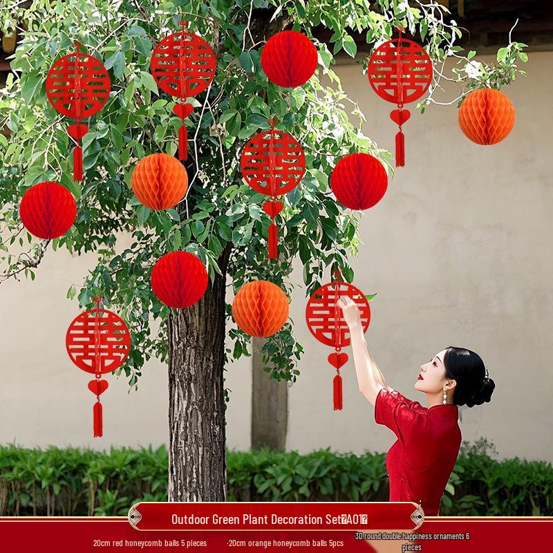 Подвесные фонари в деревенском стиле для украшения дерева - Свадебные и новогодние уличные украшения