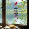 Red Bird Wind Chime with 4 Tubes Weather-resistant Vintage Indoor Outdoor Garden Yard Patio Hanging Metal Wind Bell Decoration