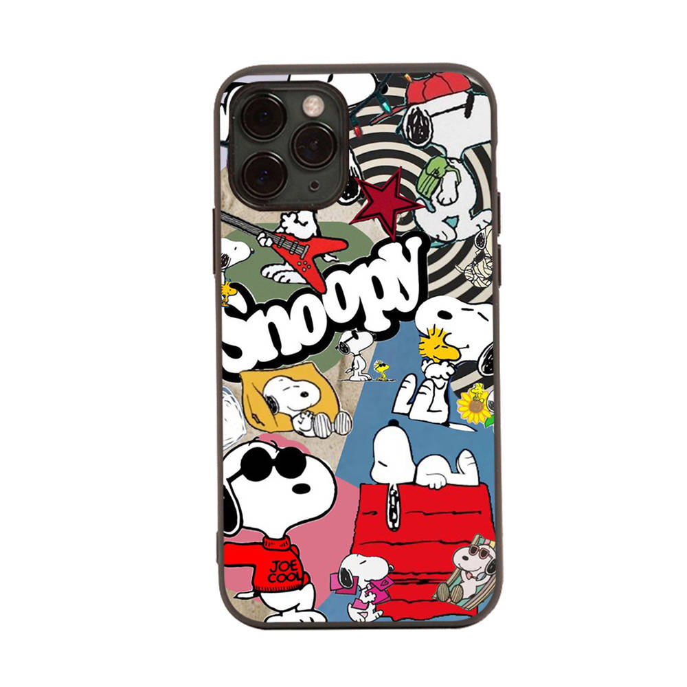 SM18 Snoopy Black Sofe Case for Samsung Note 20 Lite S24 Ultra S23 A03 A05 A06 A11 A71 A15 A16 A13 A24 A25 A33 A52 A53 A50 M55 M35 Plus