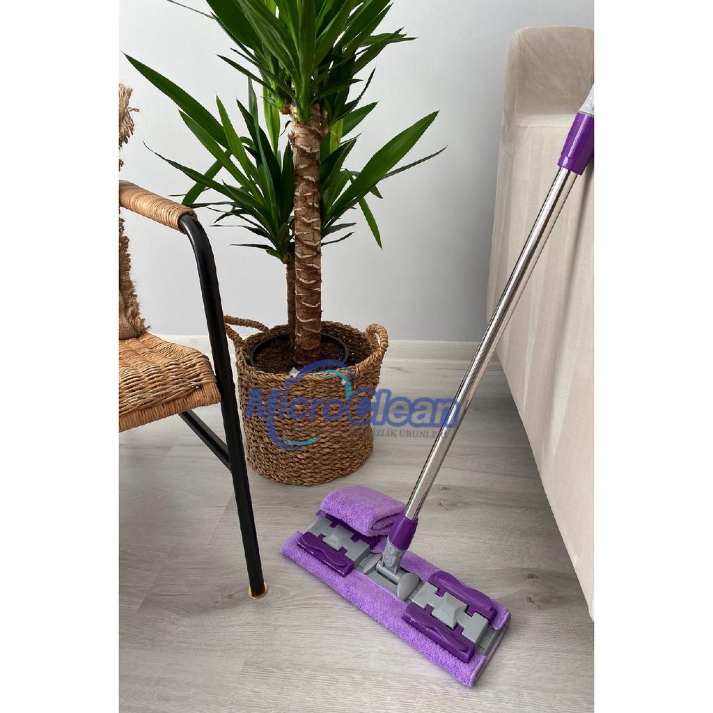 Missclean (with 1 Purple Spare Cloth) Floor Mop Surface Cleaning Microfiber Mop With Pegs
