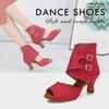 Женские красные туфли для латинских танцев, туфли для бальных танцев, сальса, танго, квадратные танцевальные туфли, замшевая подошва, каблук 6,5 см