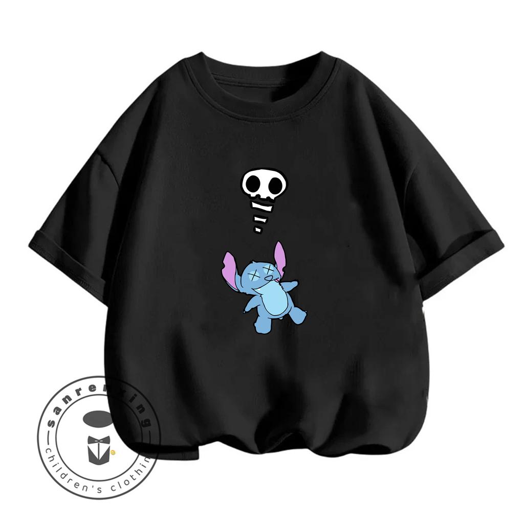 Футболка с рисунком Stitch Alien Smiley 2026 Девочки Лето Горячая Распродажа Повседневный Топ Новый Детский Стиль для Мальчиков