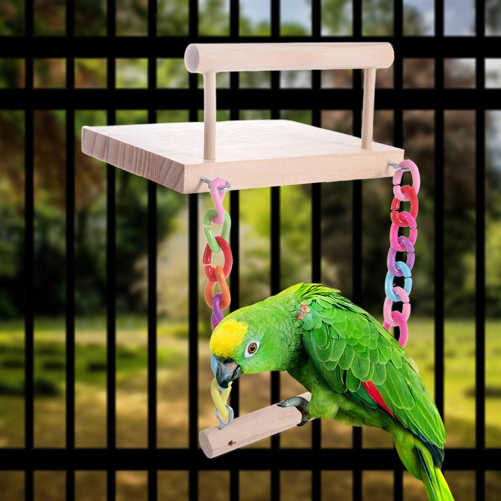 Подставка для птичьего жердочки из натурального дерева, клетка-платформа, подвесная игрушка для попугая, шиншиллы