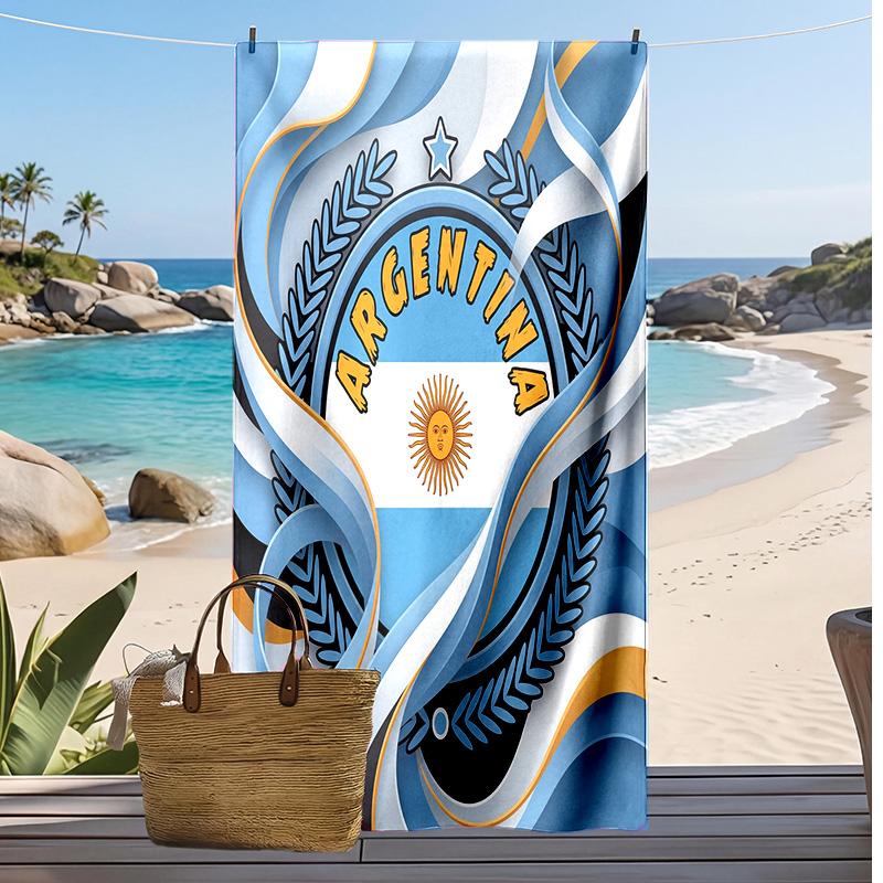 Argentina Football Print Beach Towel Quick Dry Super Absorbent Soft Bath Towel for Swimming Beach Travel Fan Souvenir Gift