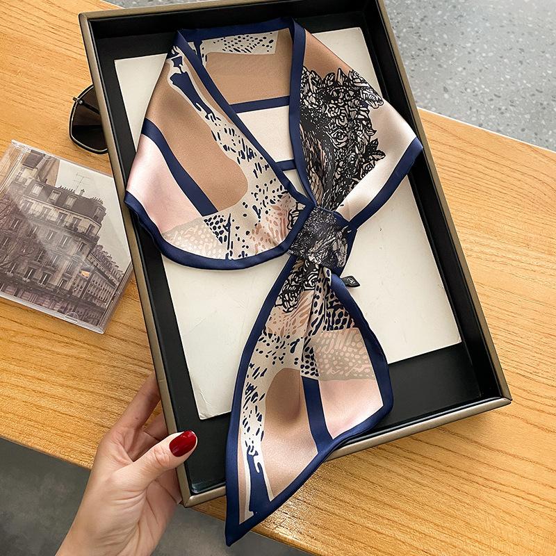 Floral Print Neckerchief Hair Bands Scarf for Women Fashion Headbands Small Neck Scarves 15x75cm