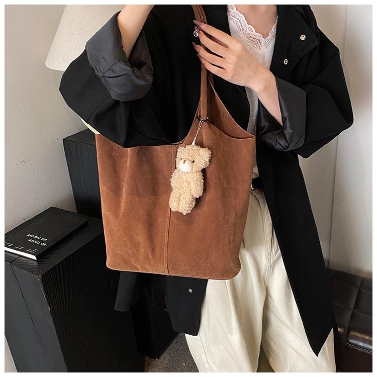 Suede Bag Women's Large-capacity New Spring and Summer Retro Shoulder Shopping Bag Commuter Tote Bag