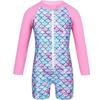 Infant Baby Girl Swimsuit Long Sleeve One-piece Swimwear Mermaid Fish Scales Printed Toddler Girl Bathing Suit Beach Rash Guard