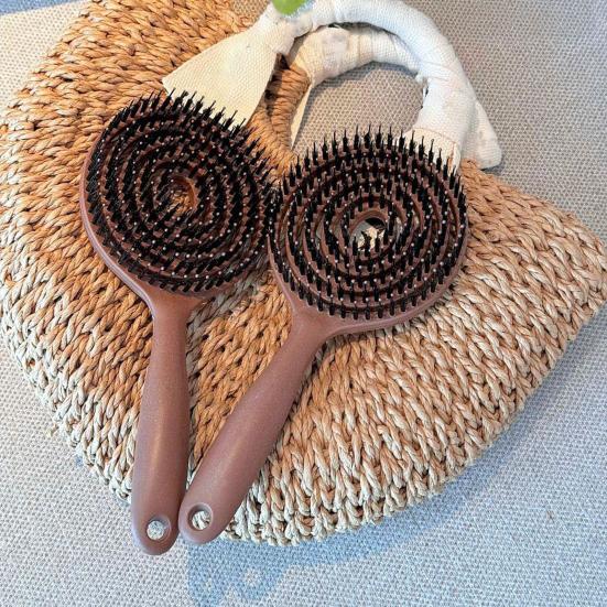 Vented Round Bristle Brush Ergonomic Handle Anti-Static Scalp Massage Brush Men Women Thin Thick Curly Long Hair Quick Drying Voluminous Styling Comb