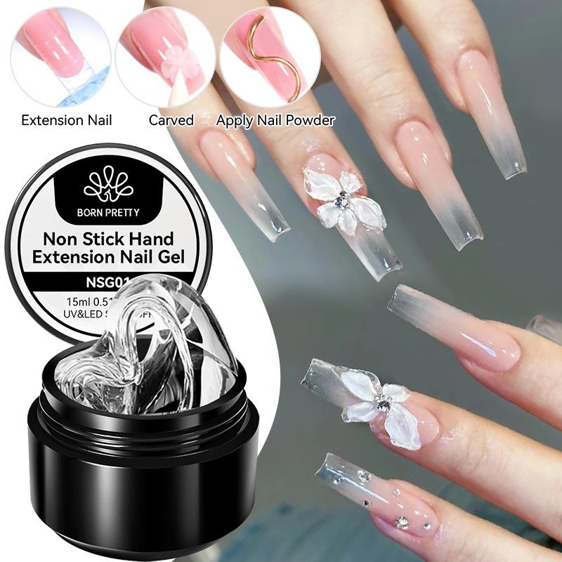 BORN PRETTY Nail Extension Gel Non-Sticky Hand-Moldable Scuplting Gel for Nail Art Clear Slip Gel 30ml