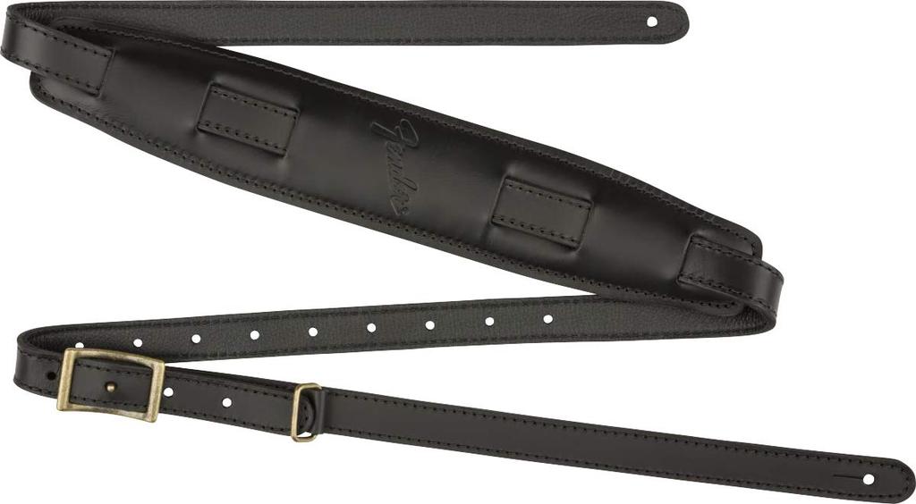 Fender leather Saddle Black USA-made strap, Mustang™ Strap,