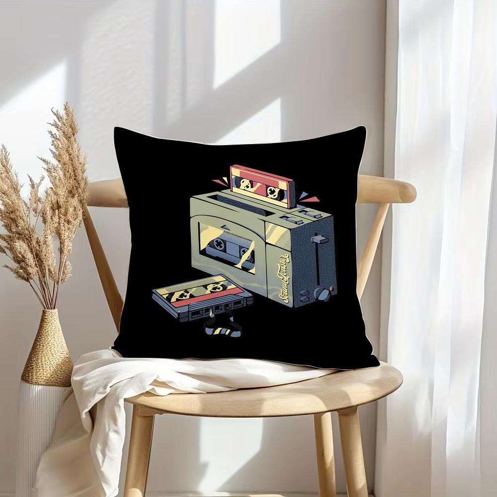 Retro Cassette Tape Cushion Cover Soft Plush Throw Pillow Cover DoubleSided Decorative Cushion Case Sofa Bedroom Home Decor