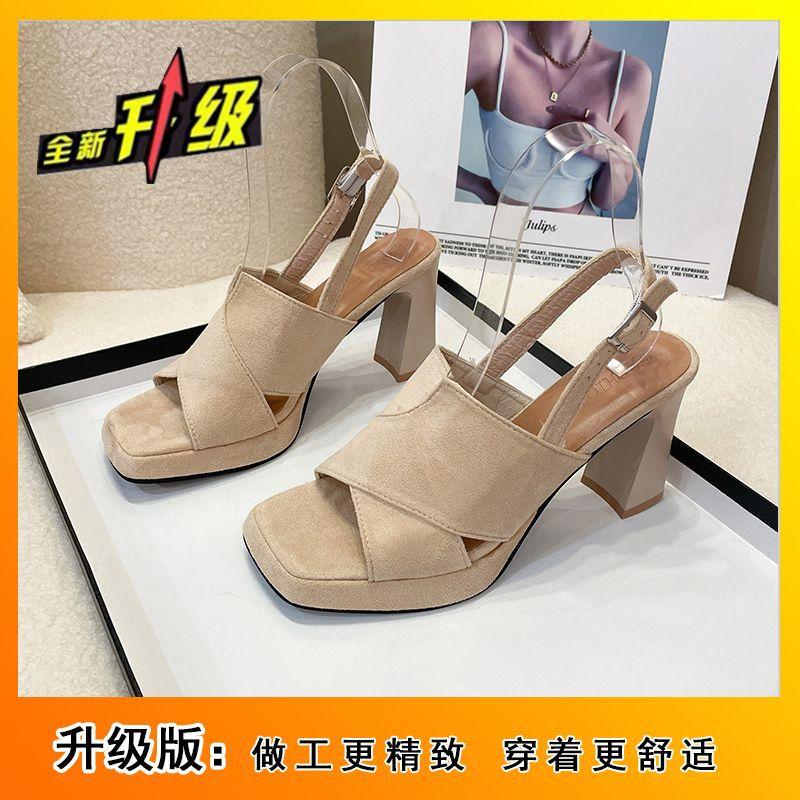 Босоножки Fairy Wind на толстом каблуке с круглым носком и открытым носком, женские, весна-лето 2025 г., односложная пряжка с универсальным нишевым взрывом