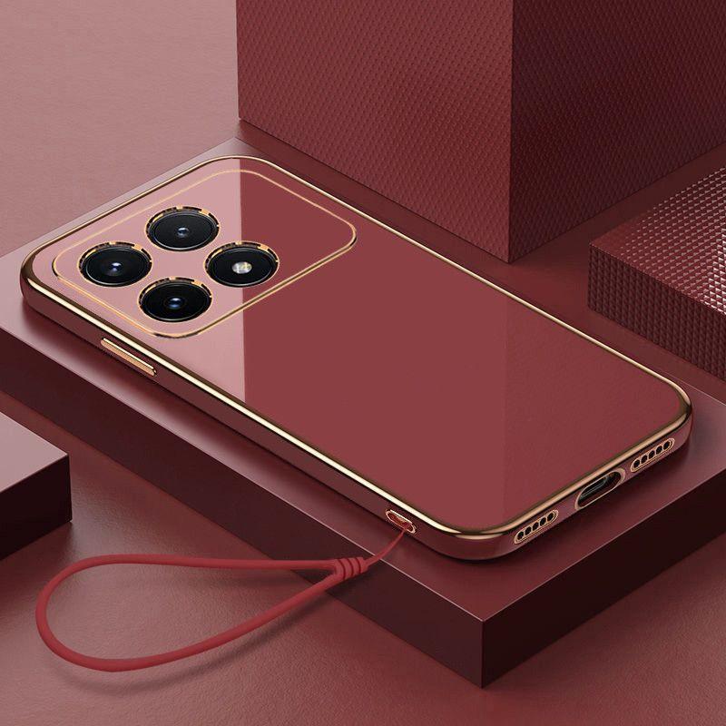 Чехол для Xiaomi Redmi K70e Чехол для телефона Xiaomi Poco X6 Pro Прямой край гальваническое покрытие Ударопрочный силиконовый задний мягкий чехол