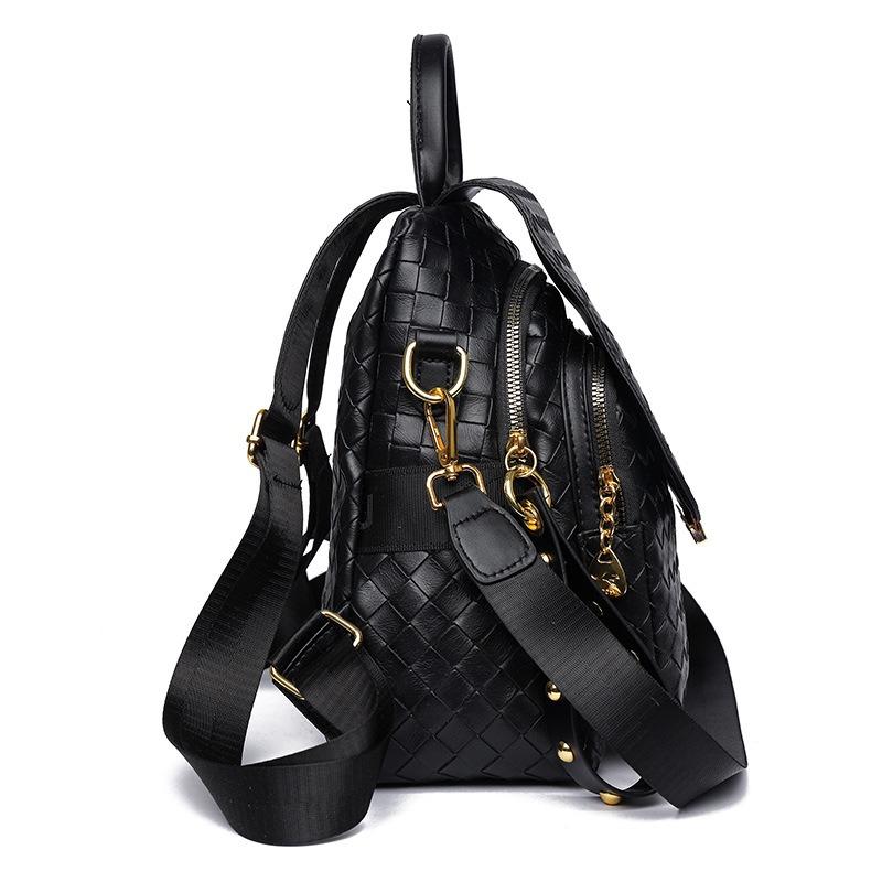 Рюкзак через плечо двойного назначения женская сумка новый ретро модный повседневный плетеный текстура мягкой кожи большой вместимости рюкзак