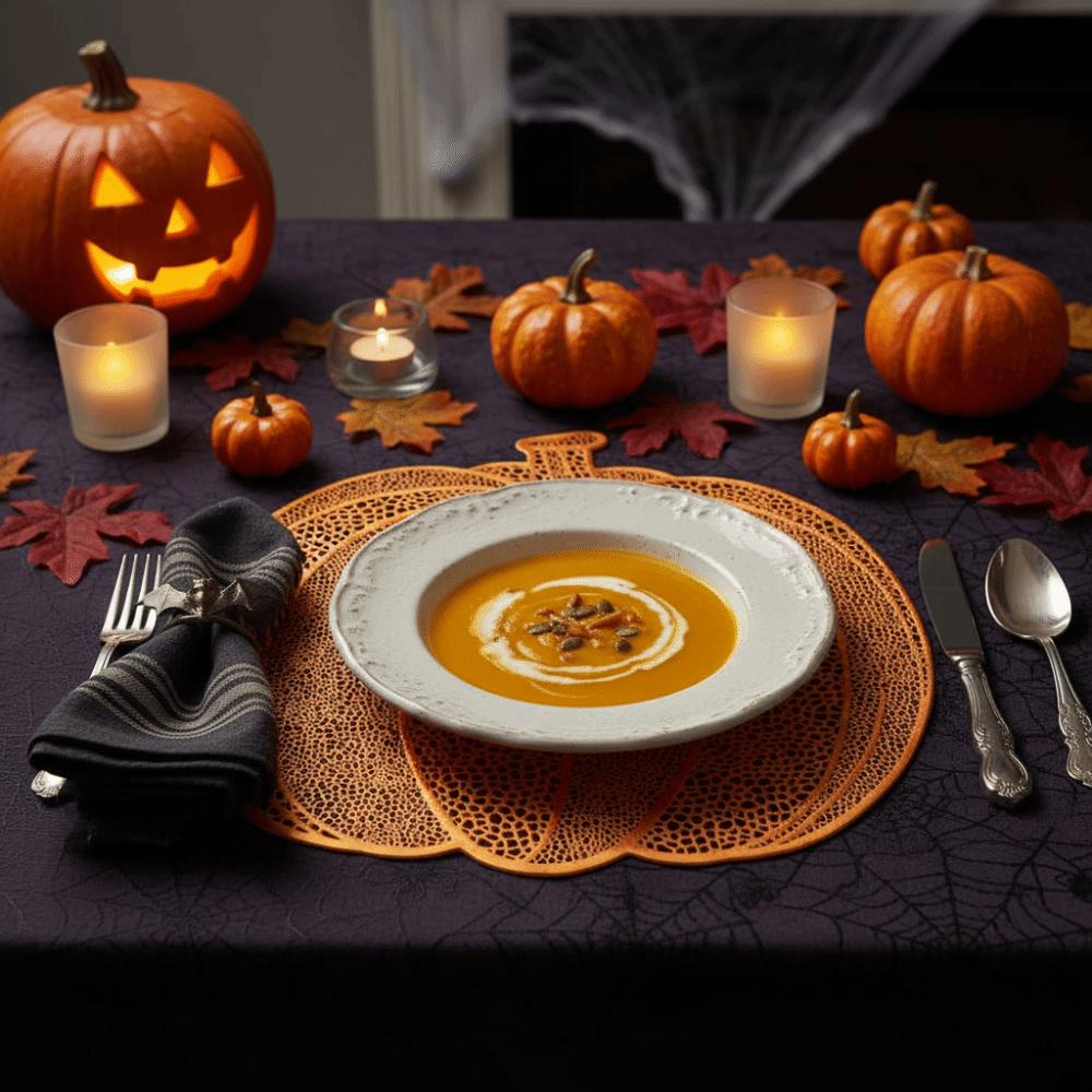 4PCS Waterproof Halloween Hollow Pumpkin Placemat Anti Slip Heat-insulating Coaster Restaurants