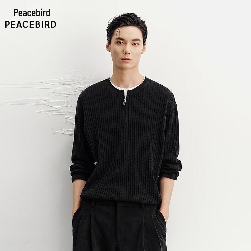 Мужская футболка Peacebird с длинным рукавом и круглым вырезом