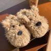 Модные женские плюшевые ботинки-тапочки с мультяшным дизайном собаки, нескользящей толстой подошвой, теплой флисовой подкладкой, удобные для дома и улицы, зима 2025, новинка