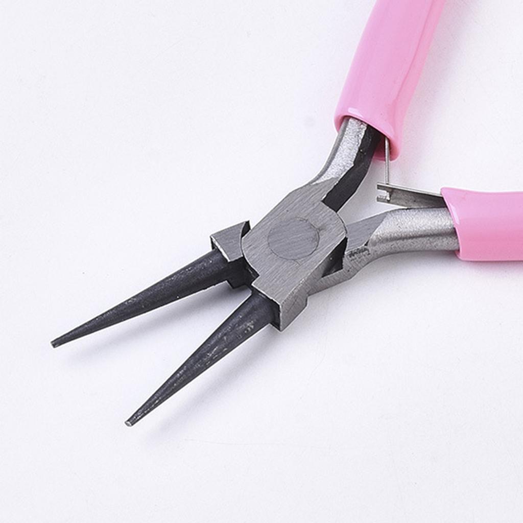 3Pcs Pliers Set Pink Handle Carbon Steel Round Nose Pliers Shear Pliers Side Cutting Pliers DIY Jewelry Making Tools