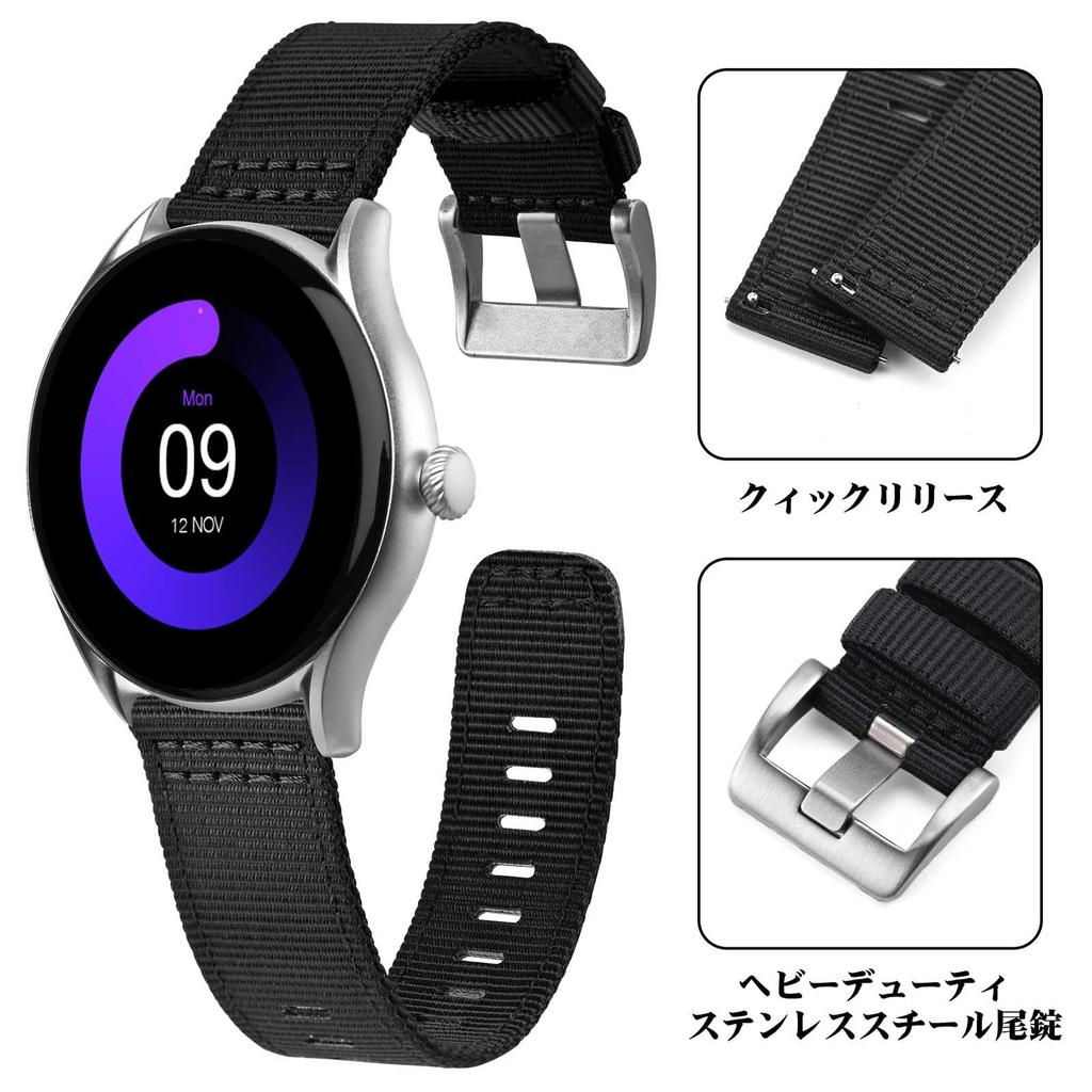 ANNEFIT Нейлоновые часы Военные часы Сменный нейлоновый ремешок с тканевой быстросъемной пряжкой, Ремешок, 18 мм, Двухкомпонентная отделка, Черный/Серебристый