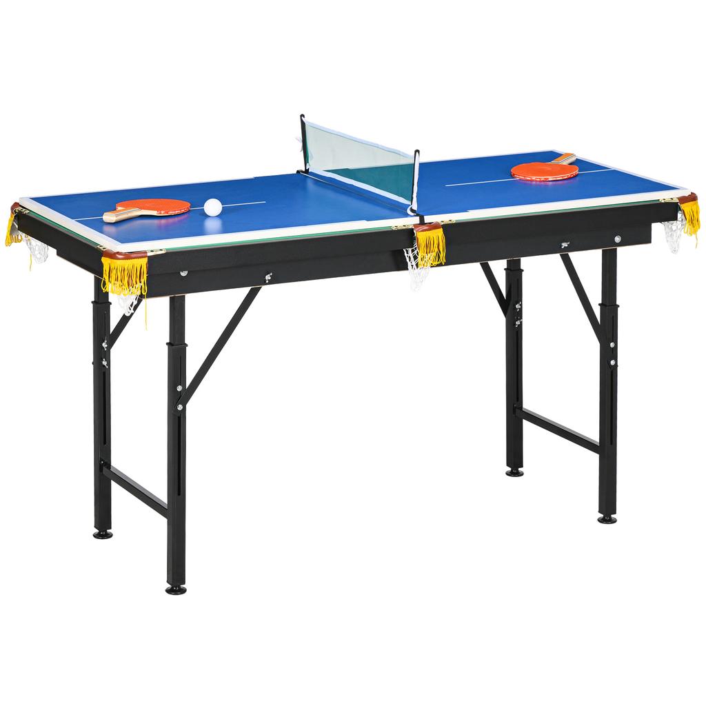 2-in-1 Billiard Table, Table Tennis Table, with Accessories, 140x63x80cm, Blue/Green