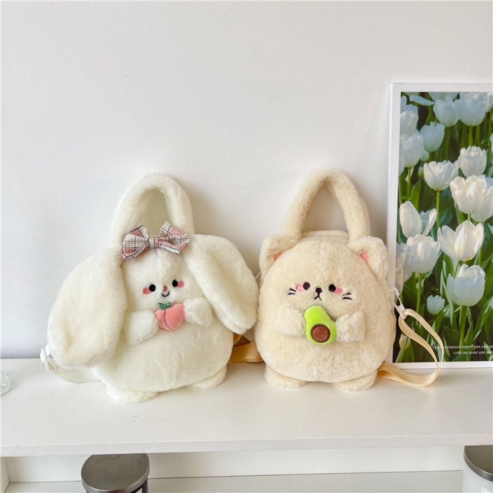 Shoulder Bag Cartoon Crossbody Bag Schoolbag Plush Doll Bag Cute Rabbit Plush Handbag Outdoor