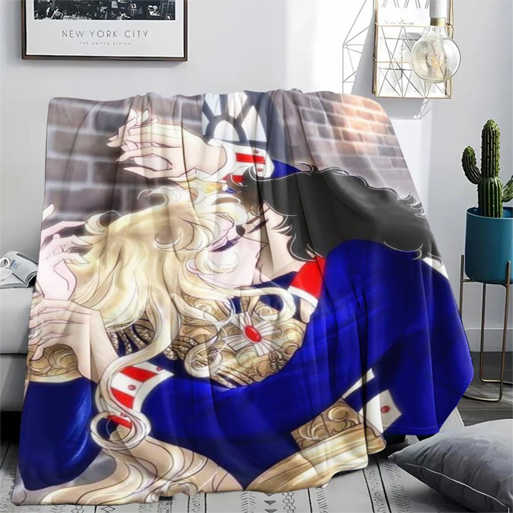 1PC Versailles Rose Print Flannel Blanket, High quality Comfortable for All Seasons, Home Decor, Warmth and Comfort, Perfect for Christmas Gifts239