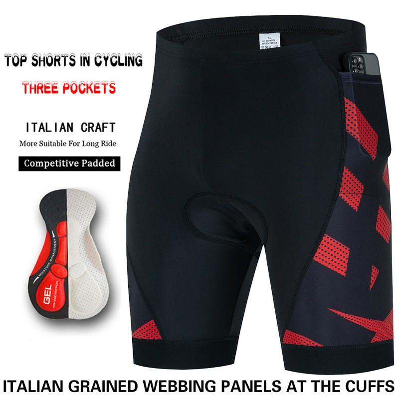 Mens Cycling Shorts With 3 Pockets Quick Dry Breathable Bike Outdoor Road MTB Riding